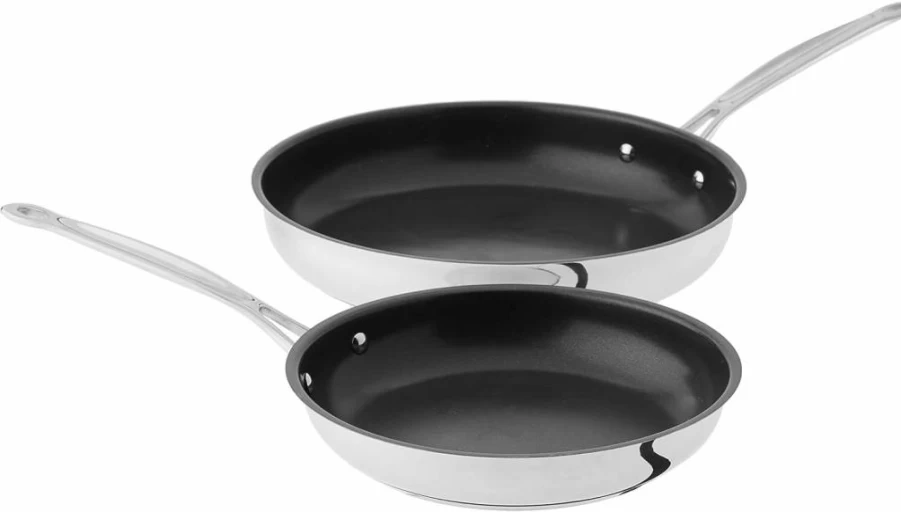 Cuisinart Chef's Classic 2-Piece Stainless Steel Nonstick Skillet Set - 9-Inch & 11-Inch Black/Silver Cookware