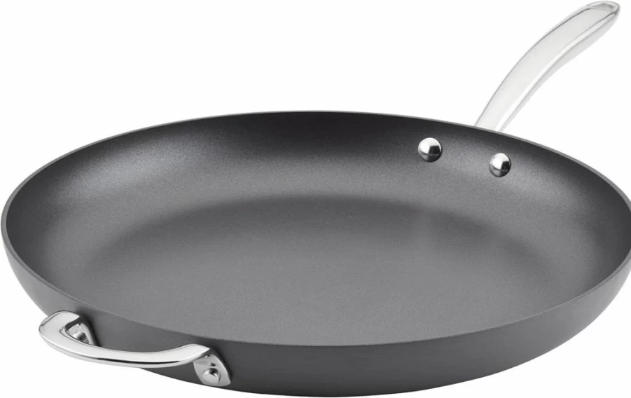 Rachael Ray 14-Inch Professional Hard Anodized Nonstick Fry Pan with Helper Handle - Gray Skillet for Even Heating & Durability