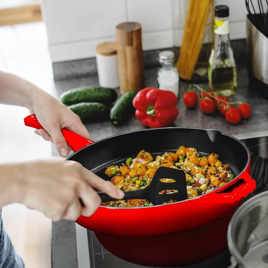 Bruntmor 4-Piece Pre-Seasoned Cast Iron Skillet Set - 6-Inch Mini Pans for Stovetop, Oven, Grill & Camping - Heat-Resistant Silicone Handles - Durable Black Iron Cookware