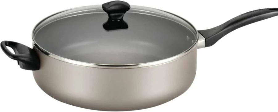 Farberware 6 Quart Nonstick Jumbo Cooker and Saute Pan with Helper Handle - Dishwasher Safe, Black