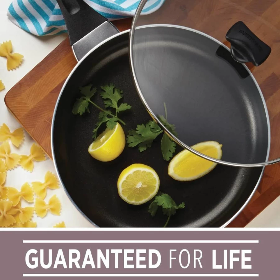 Farberware 6 Quart Nonstick Jumbo Cooker and Saute Pan with Helper Handle - Dishwasher Safe, Black
