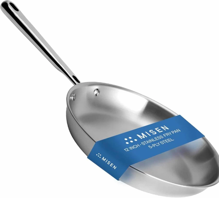 Misen 8-Inch 5-Ply Stainless Steel Frying Pan - Professional Induction-Compatible Cookware for Gas & Electric Stoves - Oven & Dishwasher Safe (800°F) - Even Heat Distribution for Versatile Cooking