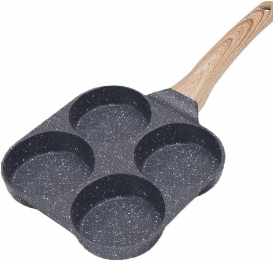 Bobikuke Nonstick Egg Frying Pan with Lid - 4 Cup Pancake Pan for Breakfast, Perfect for Fried Eggs - Black Skillet