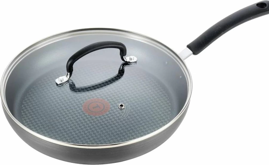 Tefal Ultimate Hard Anodized Nonstick 12-Inch Frying Pan with Lid - Oven & Broiler Safe to 400°F, Dishwasher Safe, Black Skillet for Home Cooking