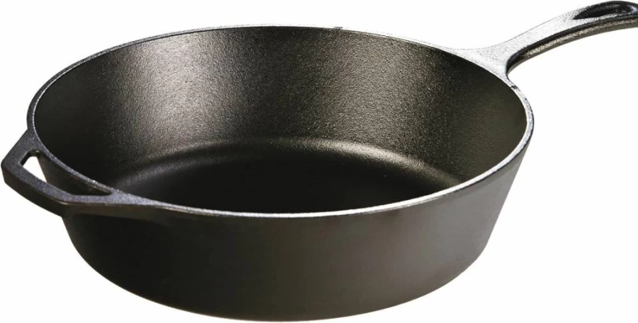 Lodge 5 Quart Pre-Seasoned Cast Iron Deep Skillet with Teardrop Handle - Oven, Stove, Grill & Campfire Safe - Black