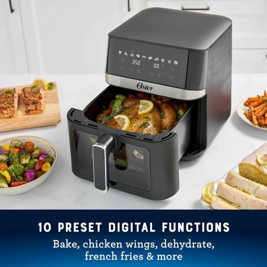 Oster 4 Quart Digital Air Fryer with Viewing Window – Medium Size Countertop Convection Oven for Healthy Cooking