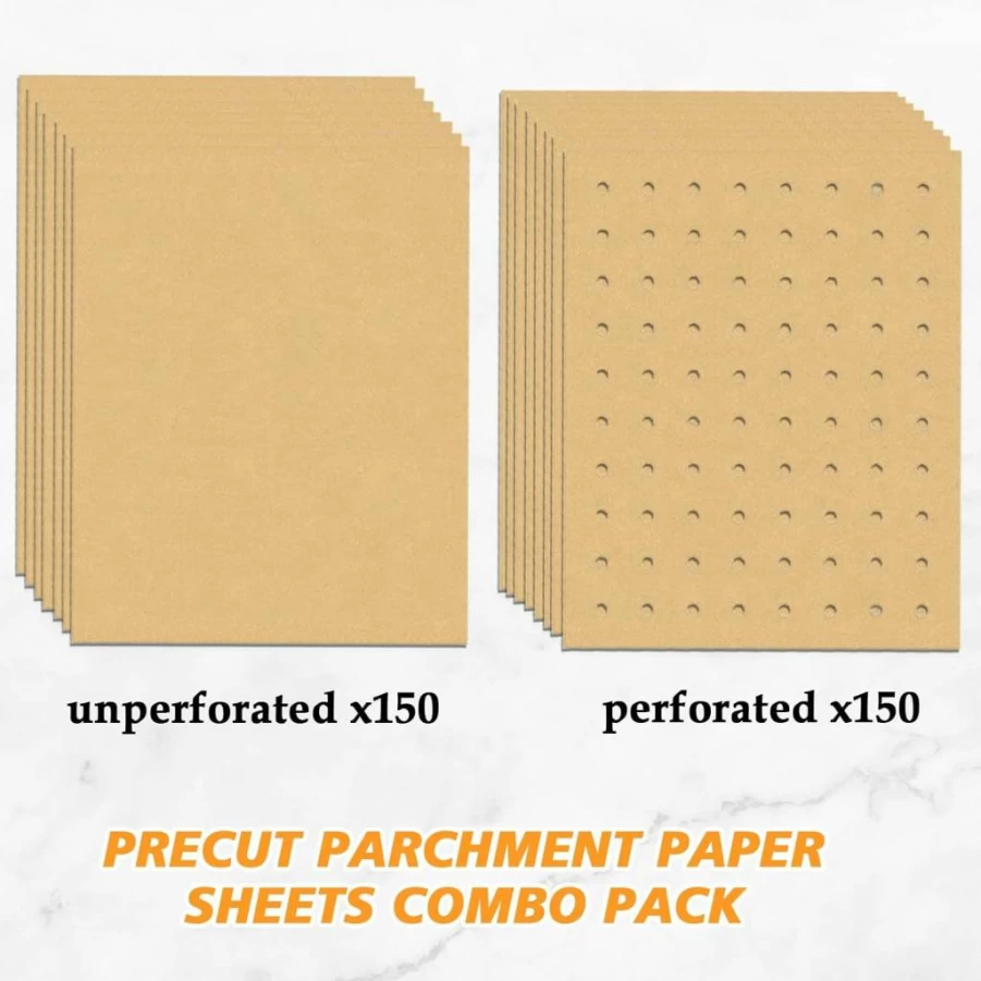 Golden Associate 9x11 Inch Parchment Paper Liners - 170 Sheets (85 Perforated & 85 Unperforated) for Air Fryers, Baking - Compatible with Cuisinart, Ninja, Breville, Instant Pot, Emeril, Gowise