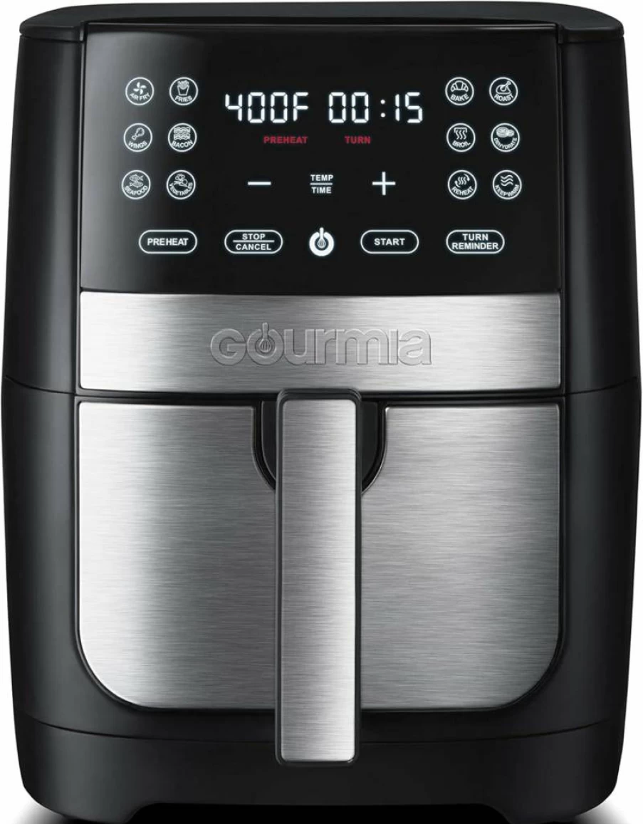 Gourmia GAF826 8 Qt XL Air Fryer with 12 One-Touch Presets, Nonstick Dishwasher Safe Basket, Oil-Free Healthy Cooking, ETL Certified, Black