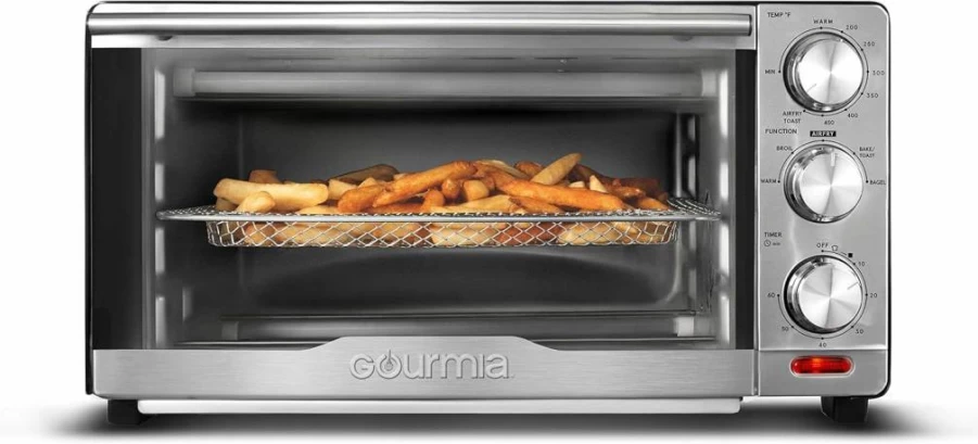 Gourmia 24L Digital Air Fryer Toaster Oven Combo with 17 Presets, French Door, Convection Rack, Baking Pan & Recipe Book - 1700W GTF7460 (Large, Black)