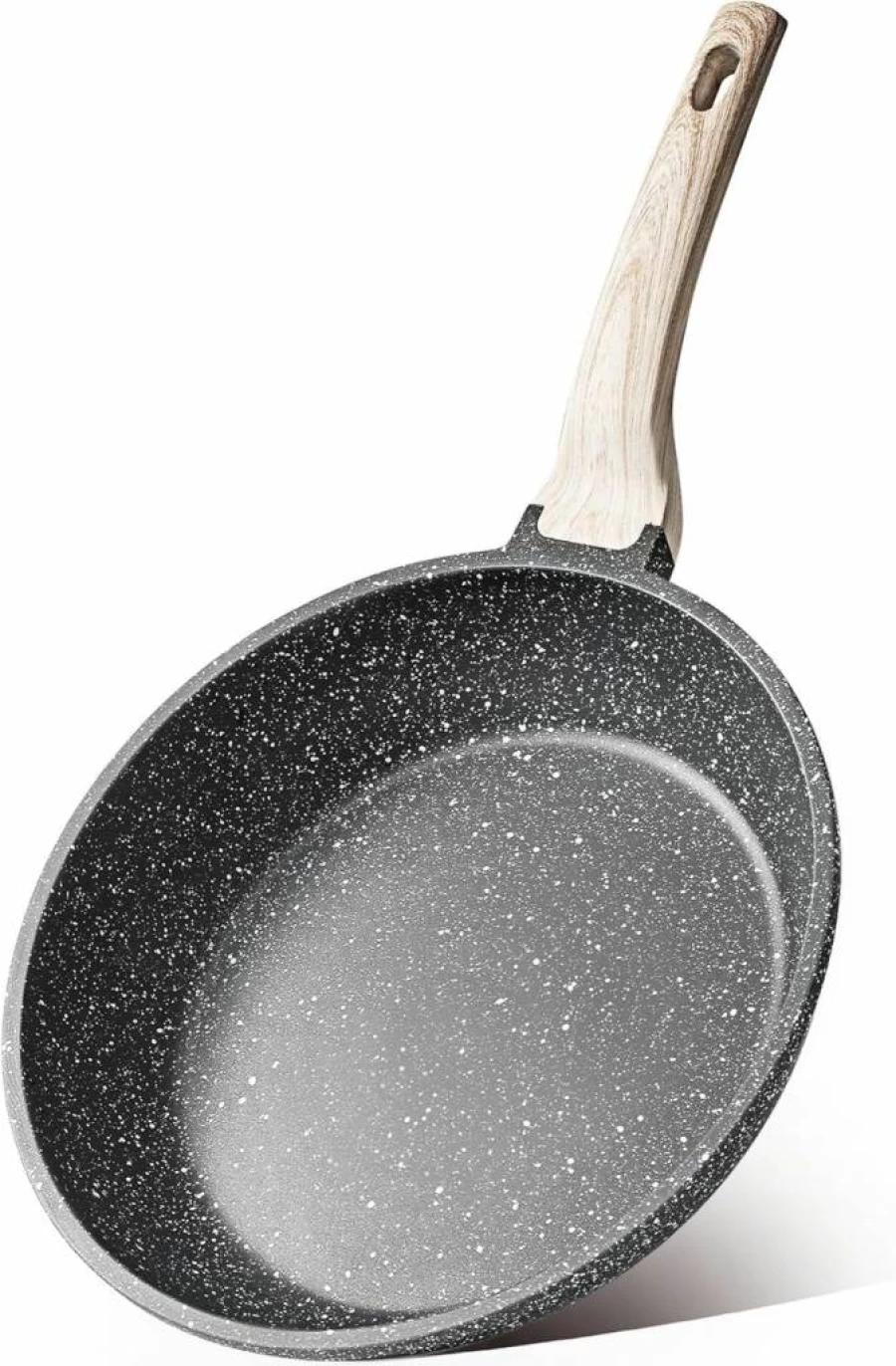 CAROTE 8-Inch Nonstick Granite Frying Pan Skillet, PFOA-Free Induction Compatible Stone Cookware for Eggs & Omelets, Classic Granite Chef's Pan