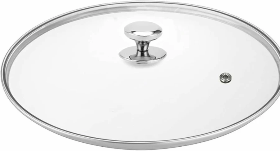 Feipone 14 Inch Clear Glass Lid for Large Pots and Pans - Commercial Grade Replacement Cover for Cookware, Frying Pans & Sauce Pans