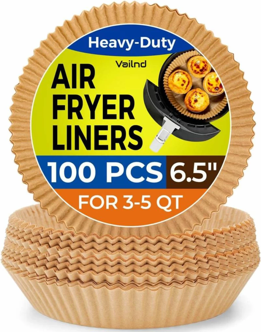 Vailnd 125Pcs 4.7 Inch Square Air Fryer Liners, Disposable Parchment Paper for Cosori & Mini Air Fryer Baskets, 2 Qt Non-Stick Baking Sheets