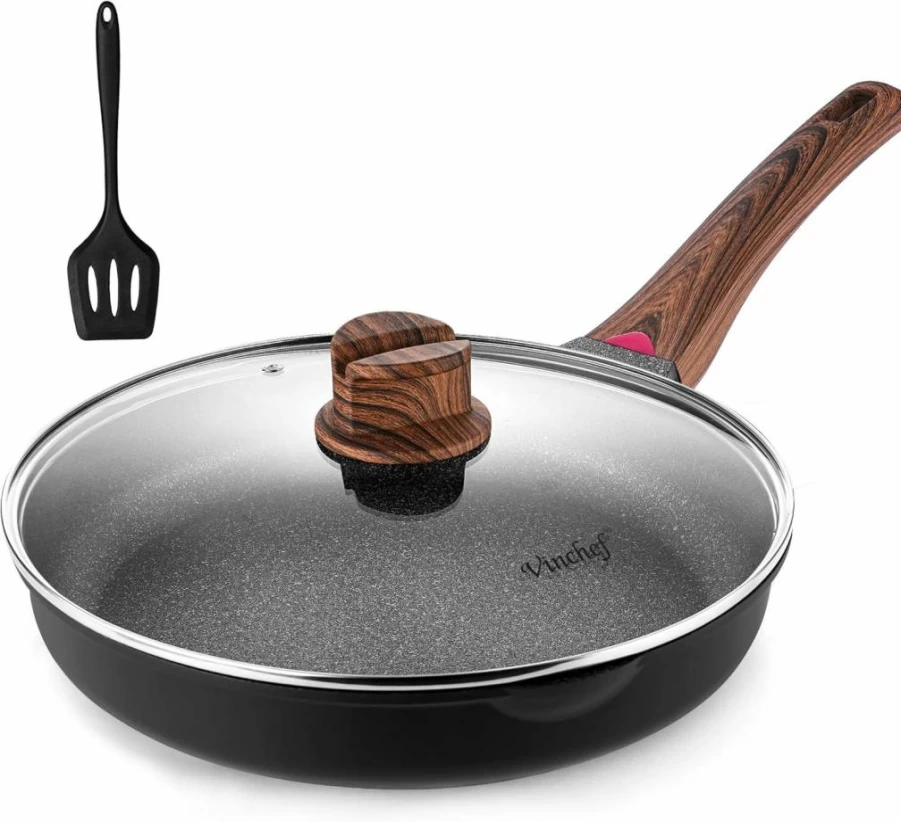 Vinchef 9.5 Inch Nonstick Frying Pan, Cast Aluminum Skillet Induction Compatible, Scratch-Resistant Cookware
