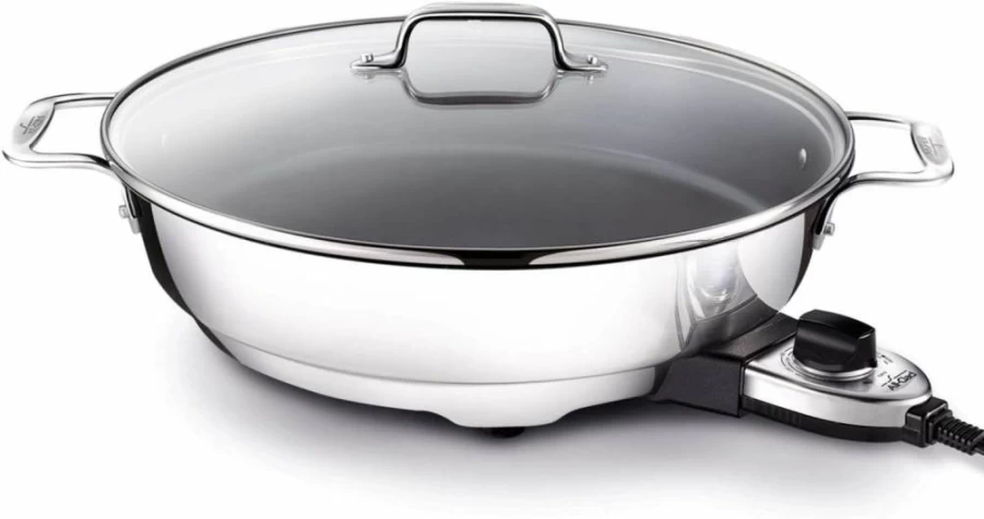 All-Clad 7-Quart Electric Skillet with Stainless Steel & Nonstick Surface, 1800W Temp Control, Oven & Dishwasher Safe Cookware