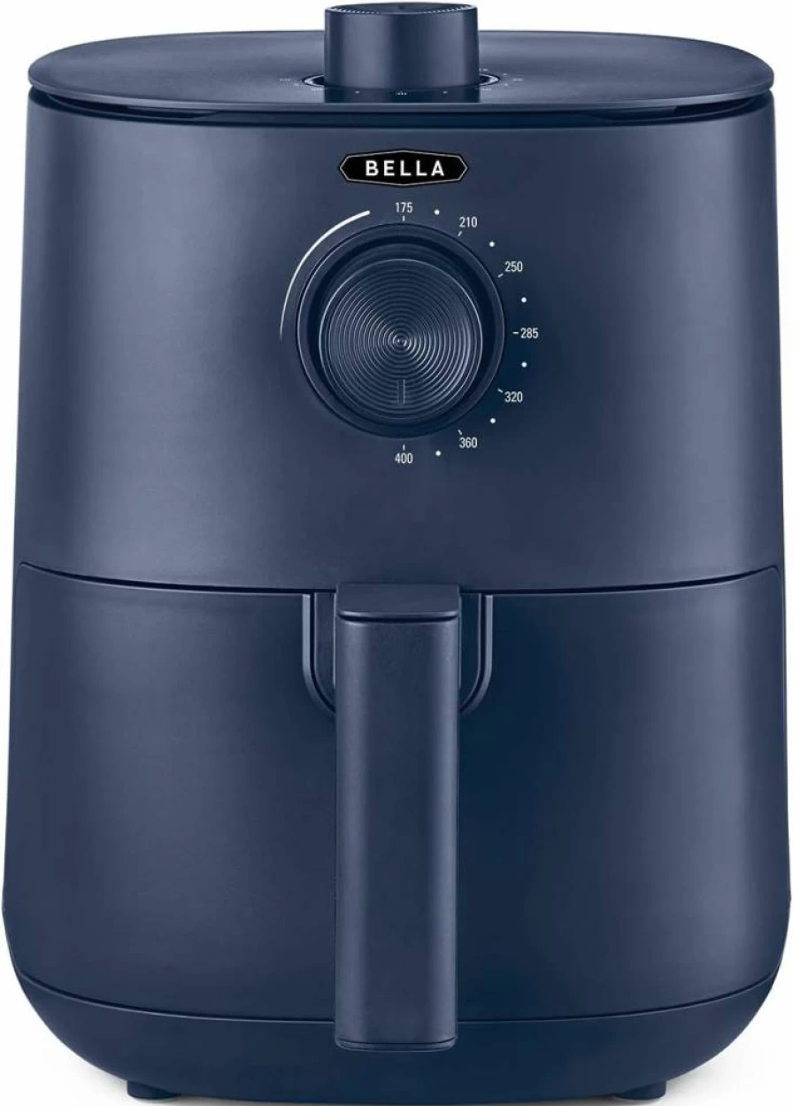 BELLA 2 Quart Manual Air Fryer Oven - 5-in-1 Multicooker with Removable Nonstick Basket, Dishwasher Safe Crisping Tray, 1200W Powerful Heating, Matte Black Countertop Cooker for Healthy Frying