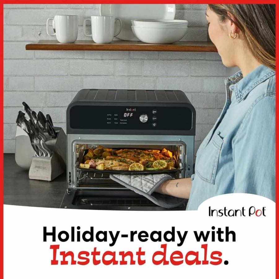 Instant Pot Omni Plus 19QT Toaster Oven with Air Fryer, 7-in-1 Convection Countertop Oven for Baking, Roasting, Broiling, Fits 12" Pizza, Includes Digital Controls & 100+ Smart Recipes, Black