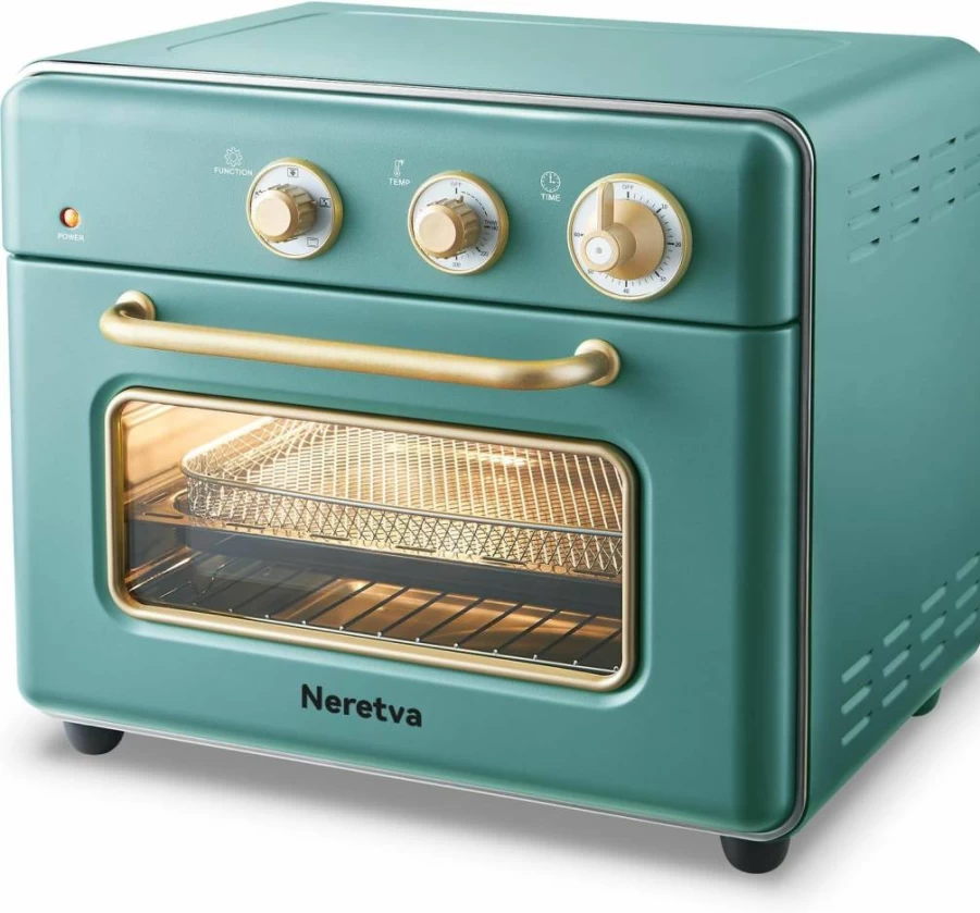 Neretva 6-in-1 Air Fryer Toaster Oven Combo, 21QT 1500W Compact Countertop Oven for Baking, Toasting, Broiling & Defrosting, 5-Slice Capacity, Stainless Steel