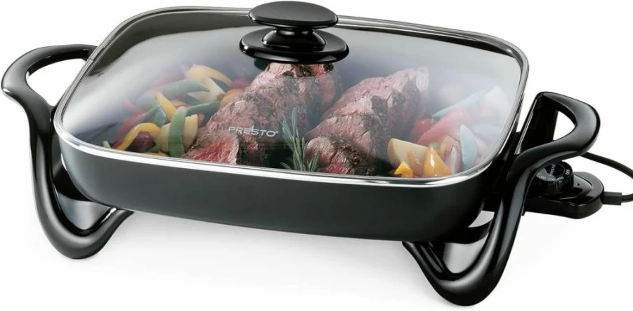 Presto 06852 16-Inch Electric Skillet with Tempered Glass Lid, 1500W Nonstick Cooking Surface, Adjustable Temperature Control