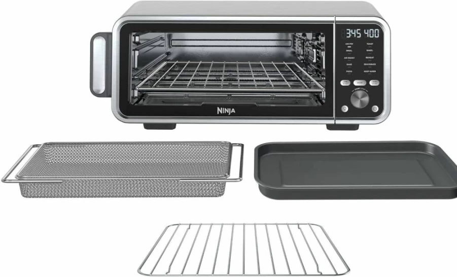 Ninja FT205CO 10-in-1 Digital Air Fryer Toaster Oven with XL Capacity, Stainless Steel, Precise Temperature Control, Silver & Black (Renewed)