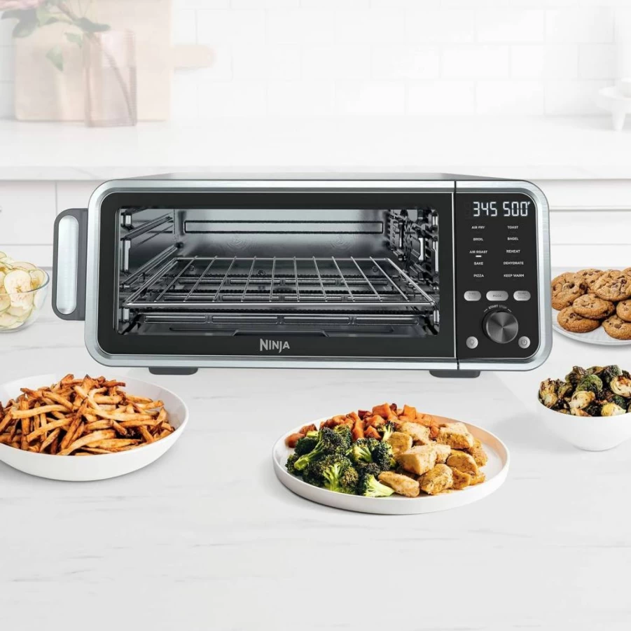 Ninja FT205CO 10-in-1 Digital Air Fryer Toaster Oven with XL Capacity, Stainless Steel, Precise Temperature Control, Silver & Black (Renewed)