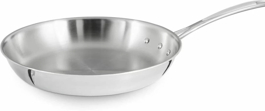 Calphalon Tri-Ply Stainless Steel 8-Inch Omelette Frying Pan with Lid, Nonstick Skillet for Eggs & Crepes, Dishwasher Safe Cookware