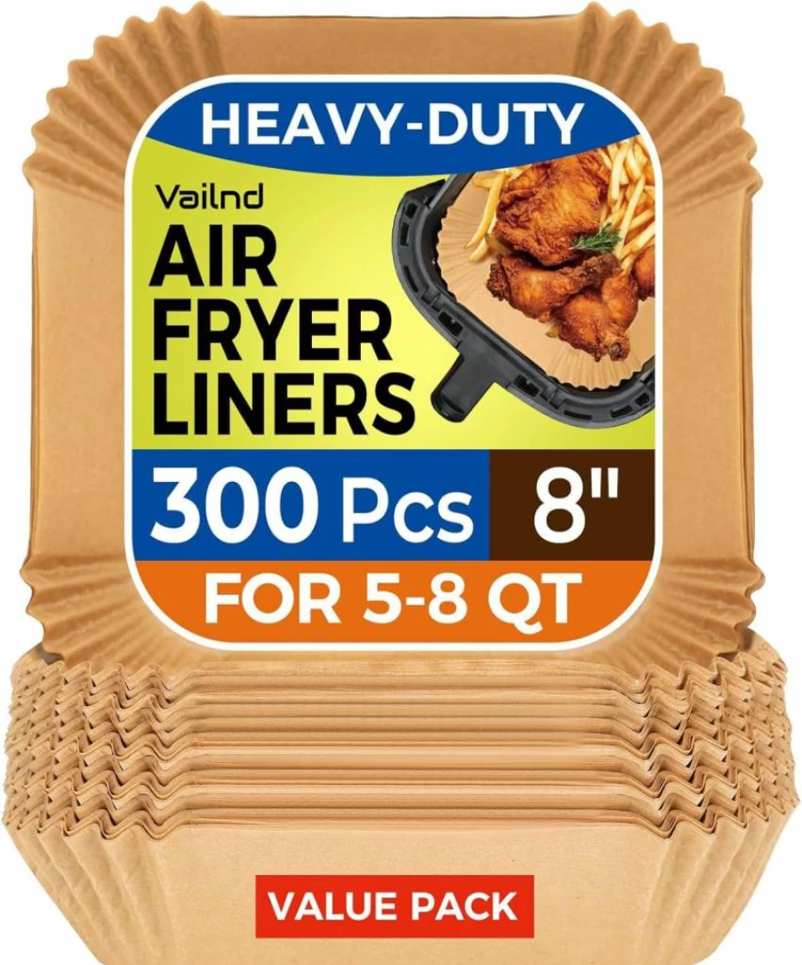 Vailnd 200Pcs 8" Square Air Fryer Liners Disposable, Non-Stick Parchment Paper for 5-8 Qt Air Fryer Basket, Oven, Pans & Baking, Oil Proof Baking Sheets