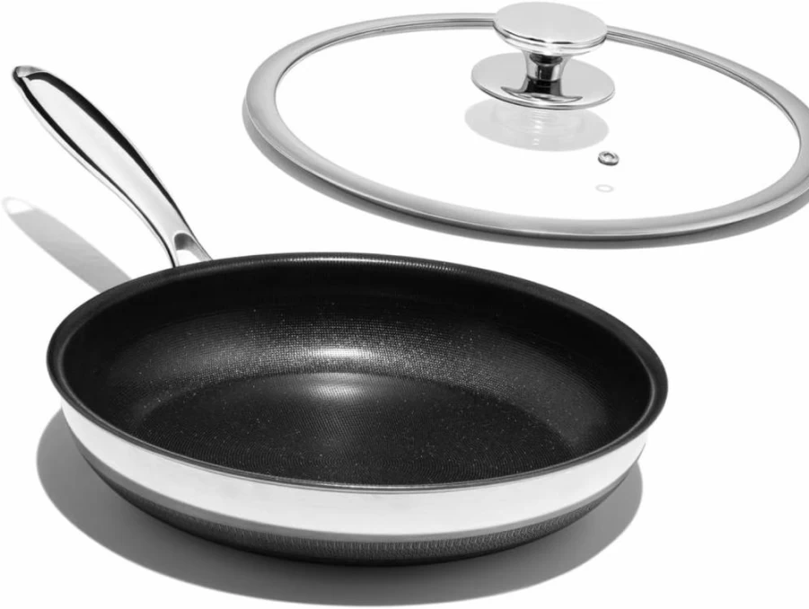 ThierryVuiton Nonstick Frying Pan Set - 3-Piece Titanium Ceramic Skillet (8", 10", 12") with Lid, Stay-Cool Handle, PFAS/PTFE/PFOA-Free, Dishwasher & Oven Safe, All Cooktop Compatible