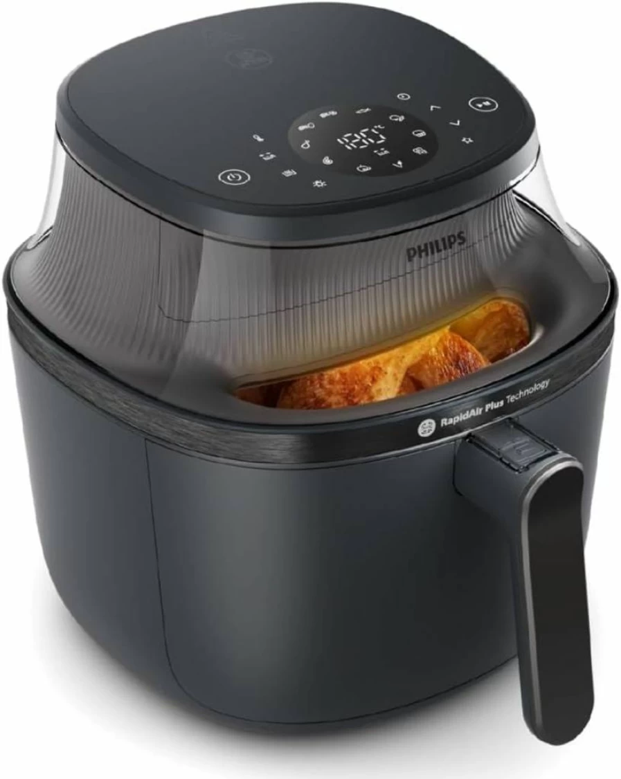 PHILIPS Air Fryer 6.5Qt with Rapid Air Technology, 16-in-1 Functions, Digital Display, Easy to Clean, Healthy Low Fat Cooking, 1750W, Na330/00