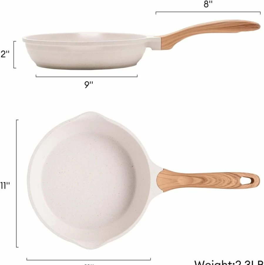 JEETEE 8-Inch Nonstick Frying Pan, Stone Coated Skillet for Eggs & Omelettes, Induction Compatible Cookware with Heat-Resistant Handle, PFOA-Free, Easy Clean (Grey)