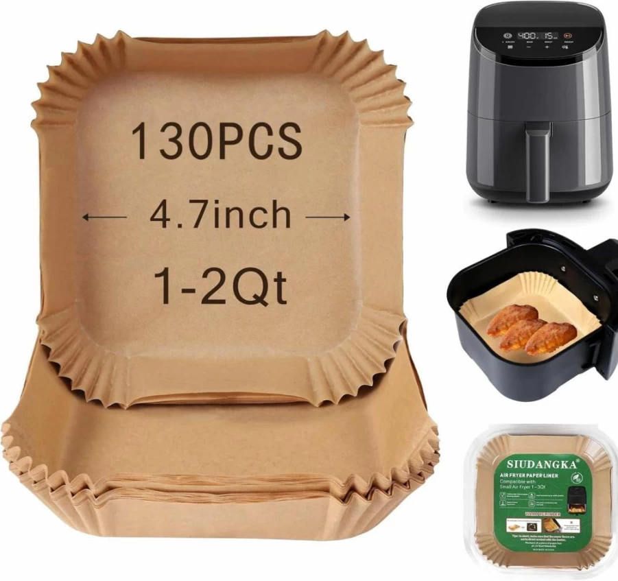 SIUDANGKA 175 Pcs Small Air Fryer Liners Disposable, Unbleached Parchment Paper for 1-2 Qt Cosori & Other Air Fryers, Non-Stick Baking Sheets for Easy Cleanup