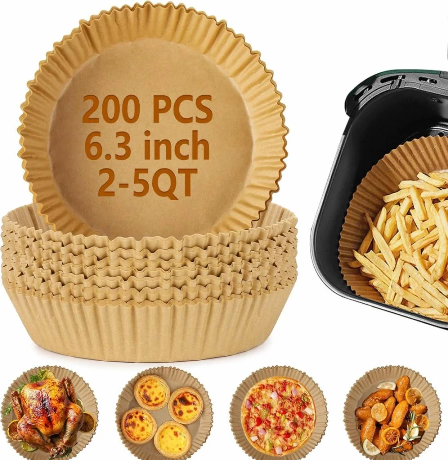 Tecbeauty 200Pcs 6.3 Inch Square Air Fryer Liners, Non-Stick Disposable Parchment Paper for Baking, Roasting & Microwave Oven, Safe & Greaseproof