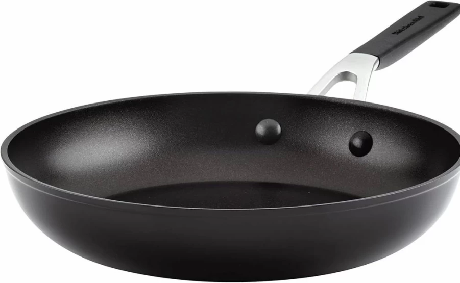 KitchenAid Nonstick Fry Pan Set - 8.25" & 10" Hard Anodized Skillets, Onyx Black Cookware for Gas & Induction Stoves